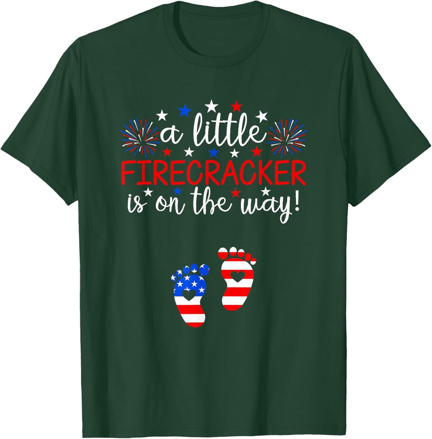 A Little Firecracker is on The Way 4th of July Pregnancy T-Shirt - T-Shirt | Forest