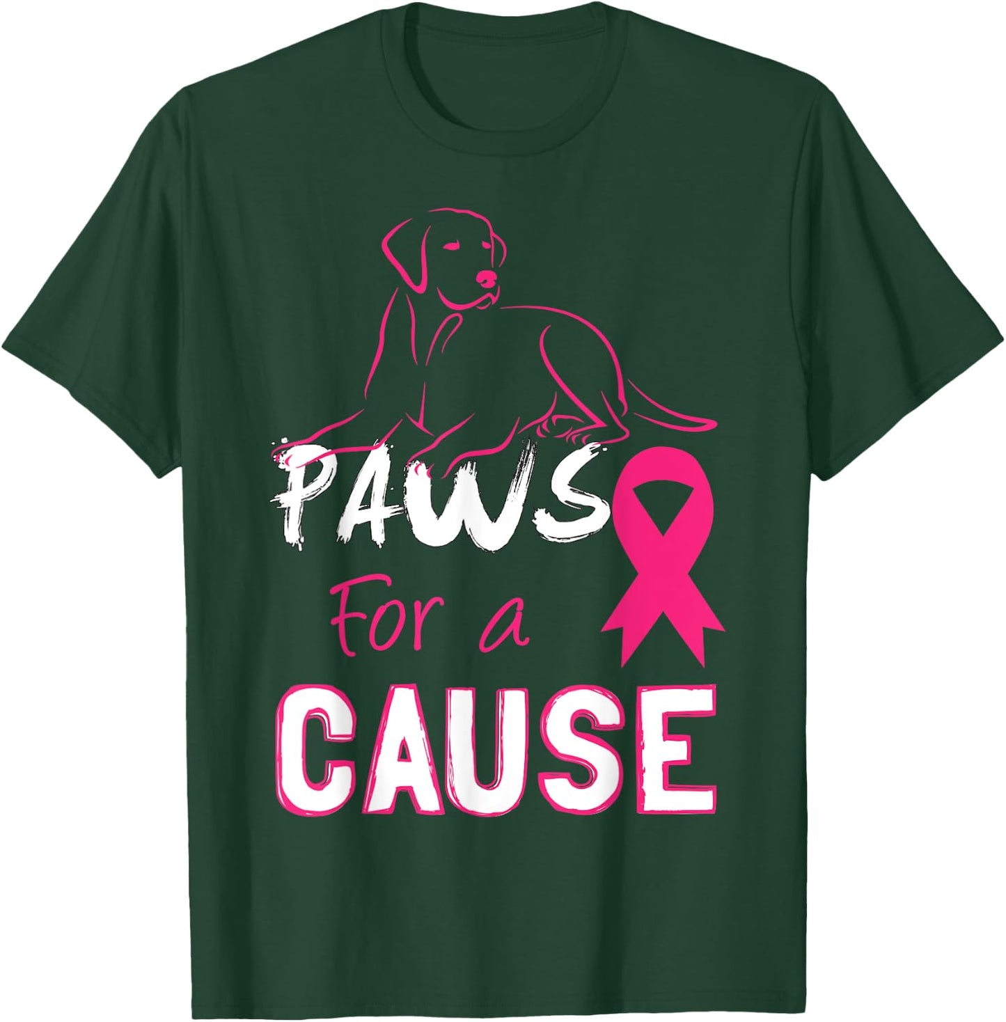 Paws For A Cause Breast Cancer Support Men Women Kid T-Shirt - T-Shirt | Forest