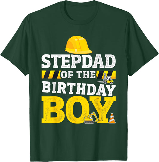 Stepdad of birthday boy matching family construction party T-Shirt - T-Shirt | Forest