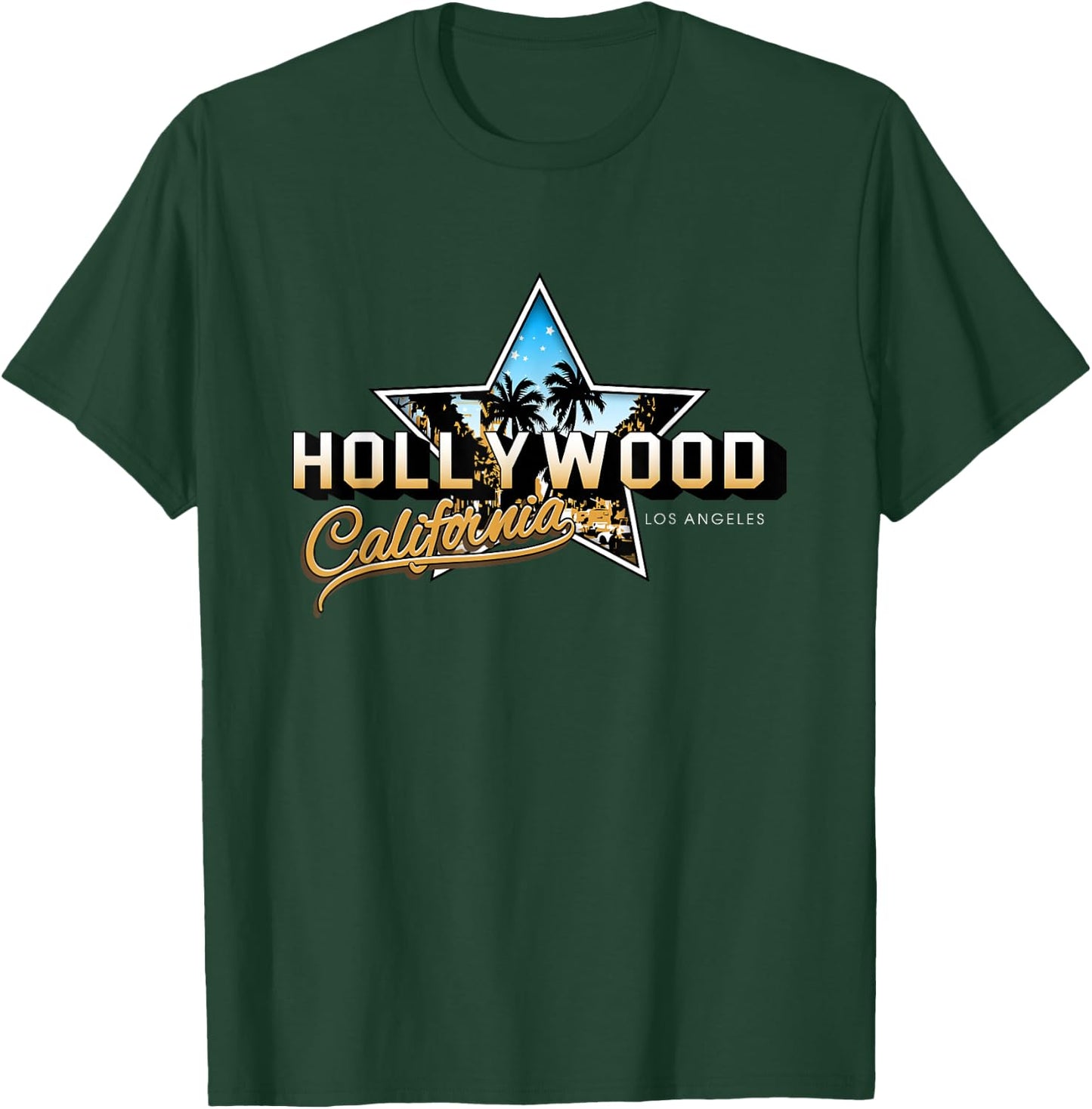 Cool Hollywood Los Angeles California Stars Novelty Graphic T-Shirt - T-Shirt | Forest
