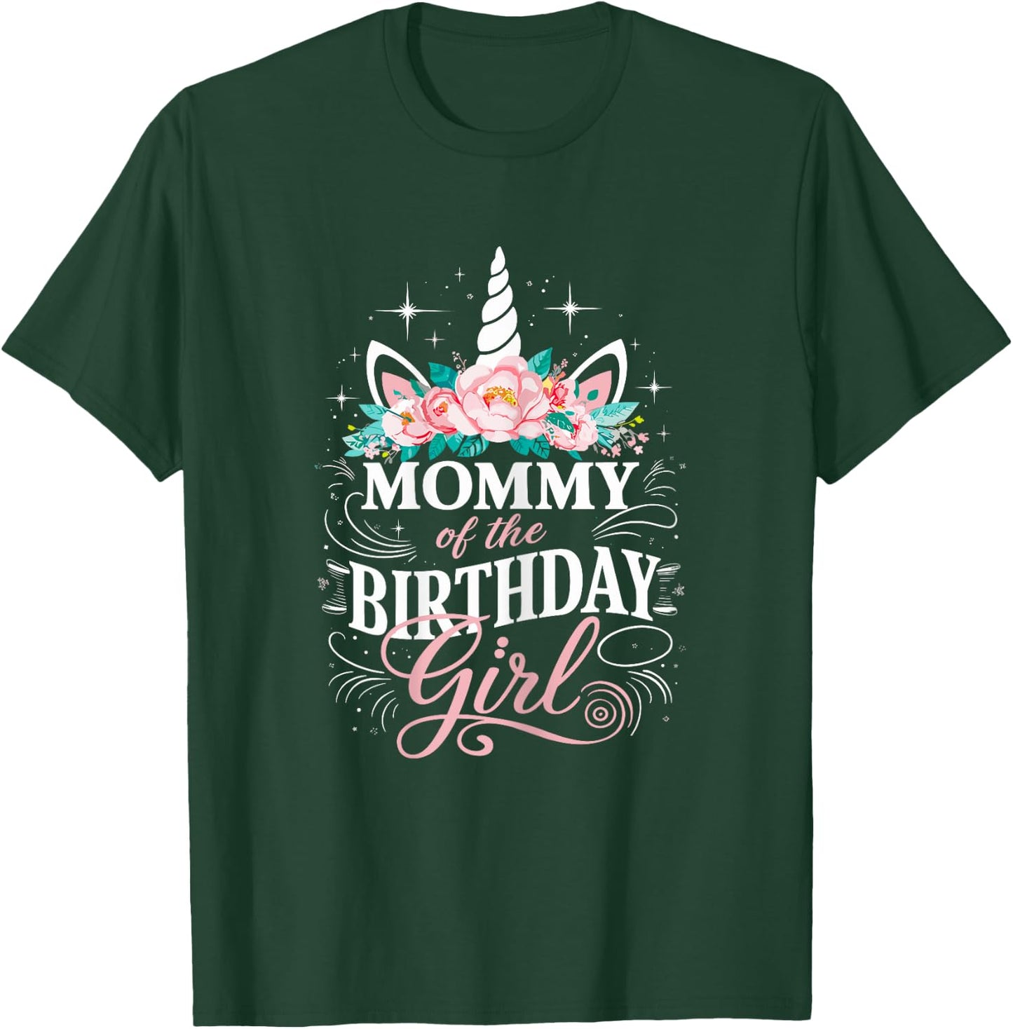 Unicorn Mommy Of The Birthday Girl Mother Unicorn Birthday T-Shirt - T-Shirt | Forest