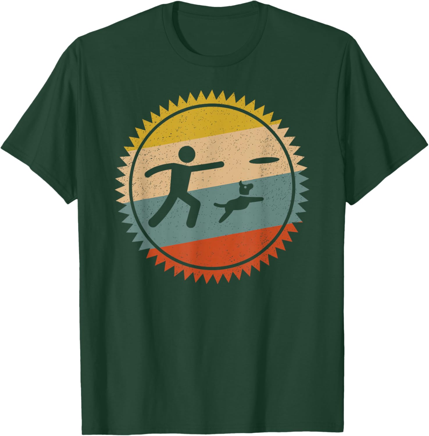 Frisbee With Dog Vintage For Dog Lovers T-Shirt - T-Shirt | Forest