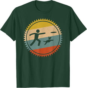 Frisbee With Dog Vintage For Dog Lovers T-Shirt - T-Shirt | Forest