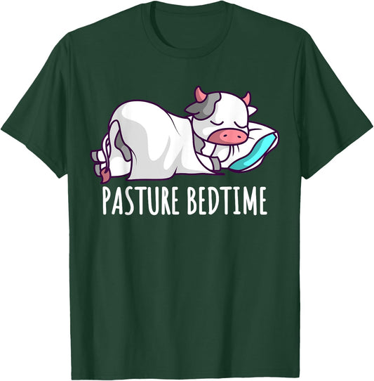 Funny Pasture Bedtime Cute Cow Sleeping Pajamas PJs Napping T-Shirt - T-Shirt | Forest