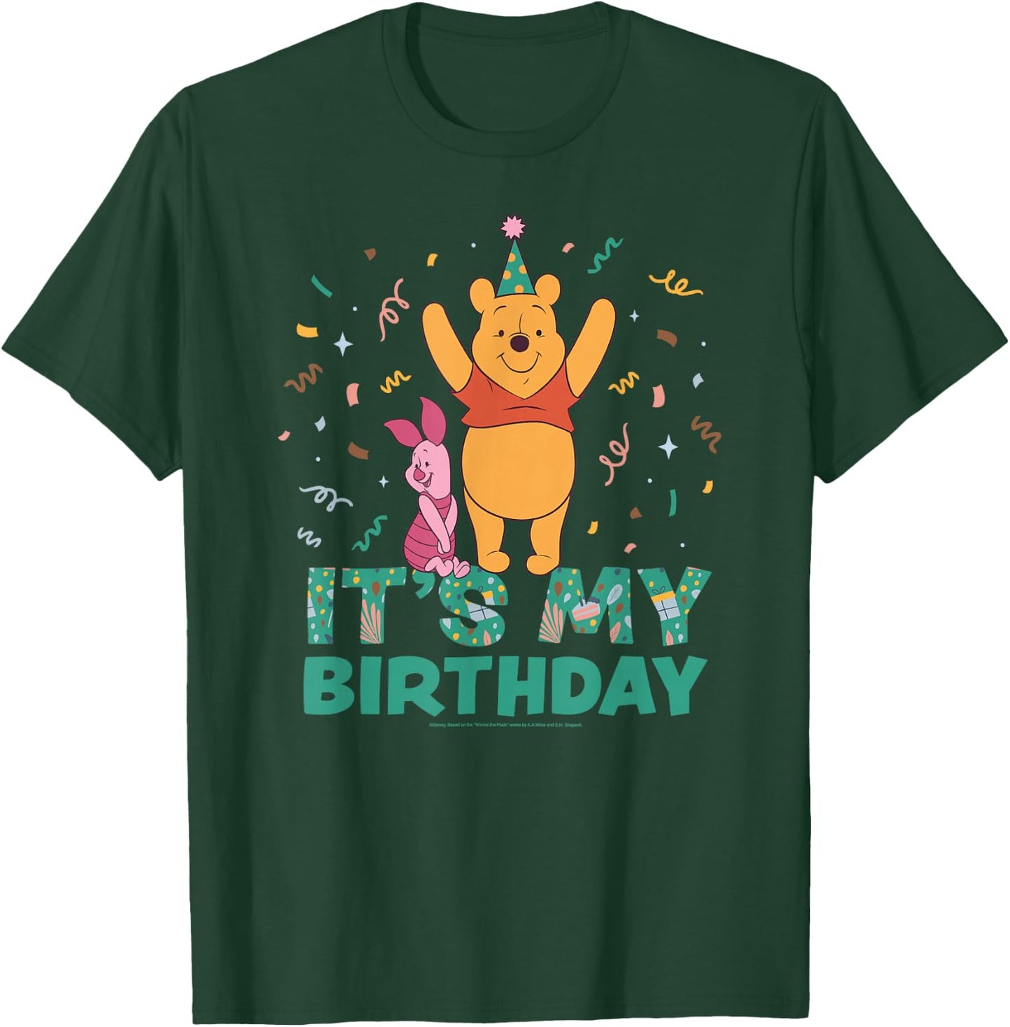 Disney Winnie The Pooh & Piglet It's My Birthday Party T-Shirt - T-Shirt | Forest