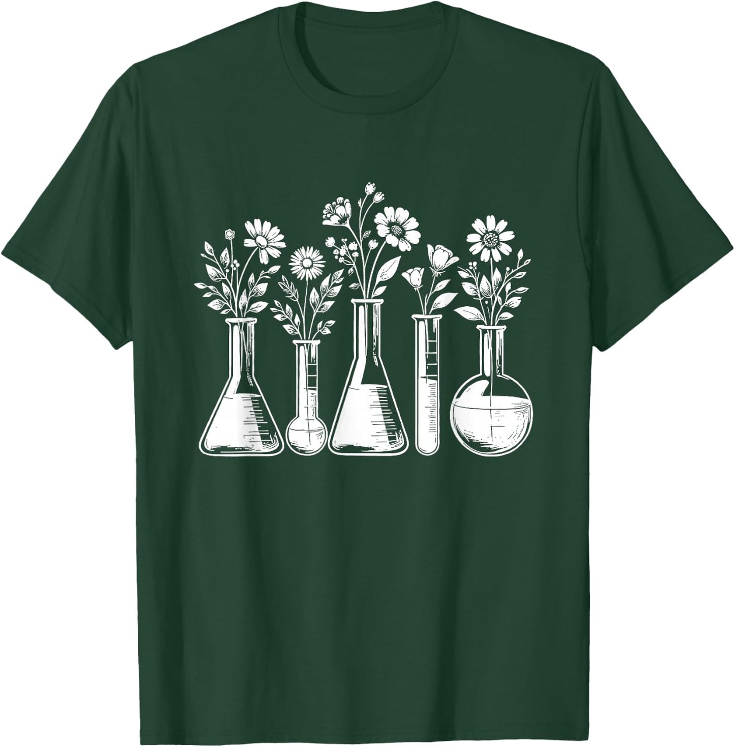 Botanical Beaker Science Teacher Floral Chemistry Lab Week T-Shirt - T-Shirt | Forest