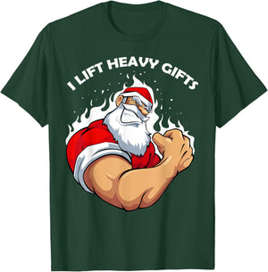 I Lift Heavy s Christmas Cool Santa Bodybuilding Workout T-Shirt - T-Shirt | Forest