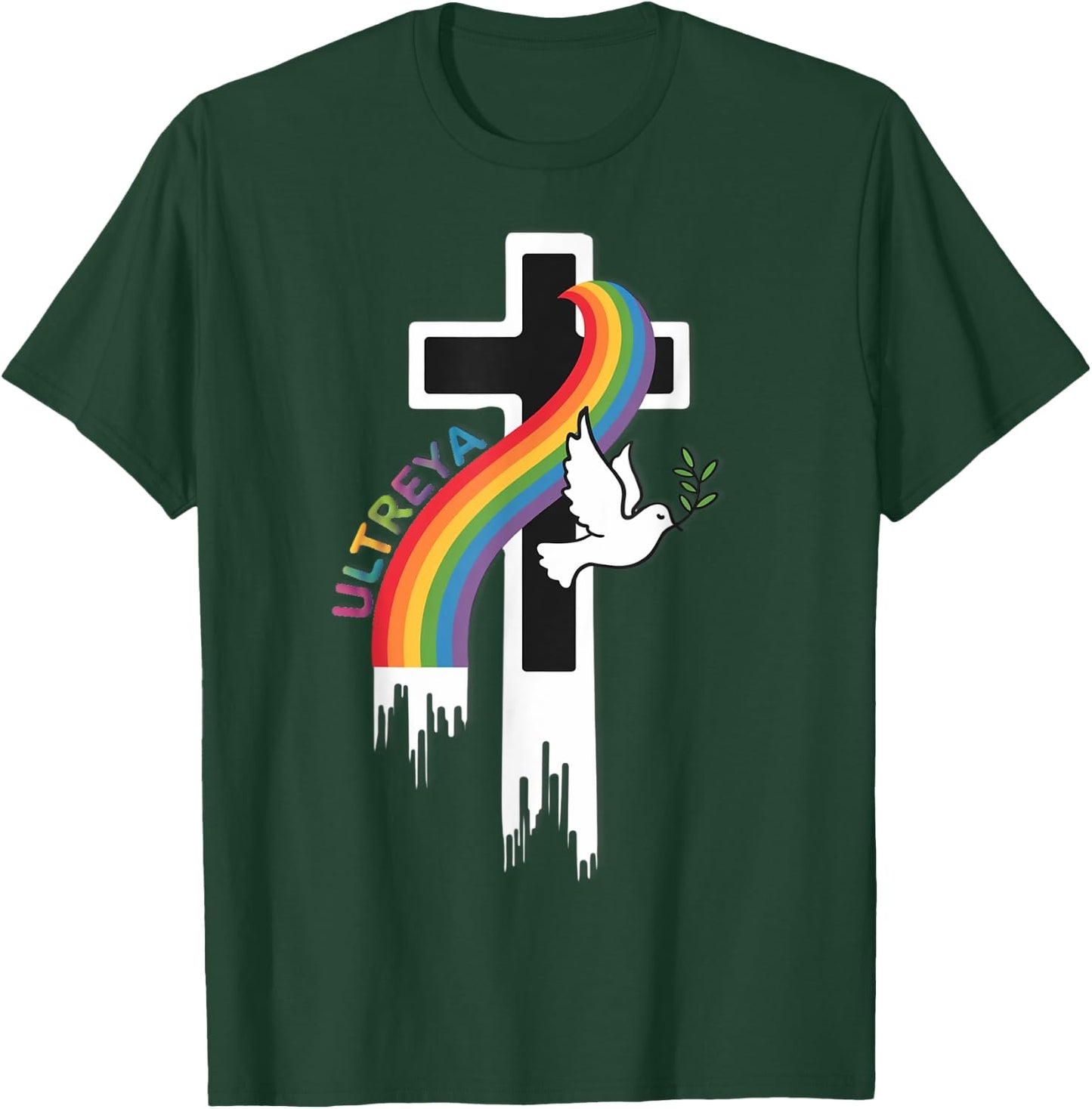 DeColores Cursillo Rainbow Rooster Catholic T-Shirt - T-Shirt | Forest