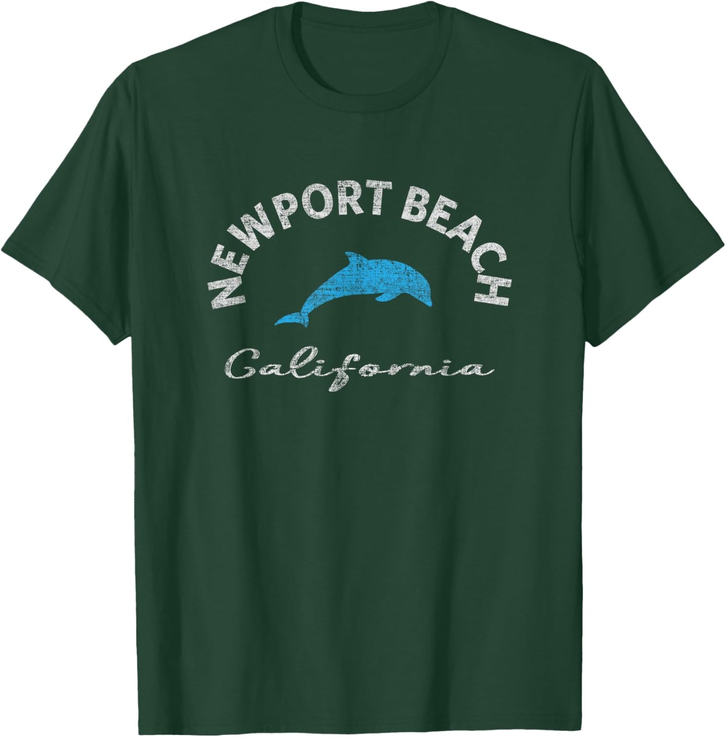 Vintage Newport Beach CA Dolphin T Shirt T-Shirt - T-Shirt | Forest