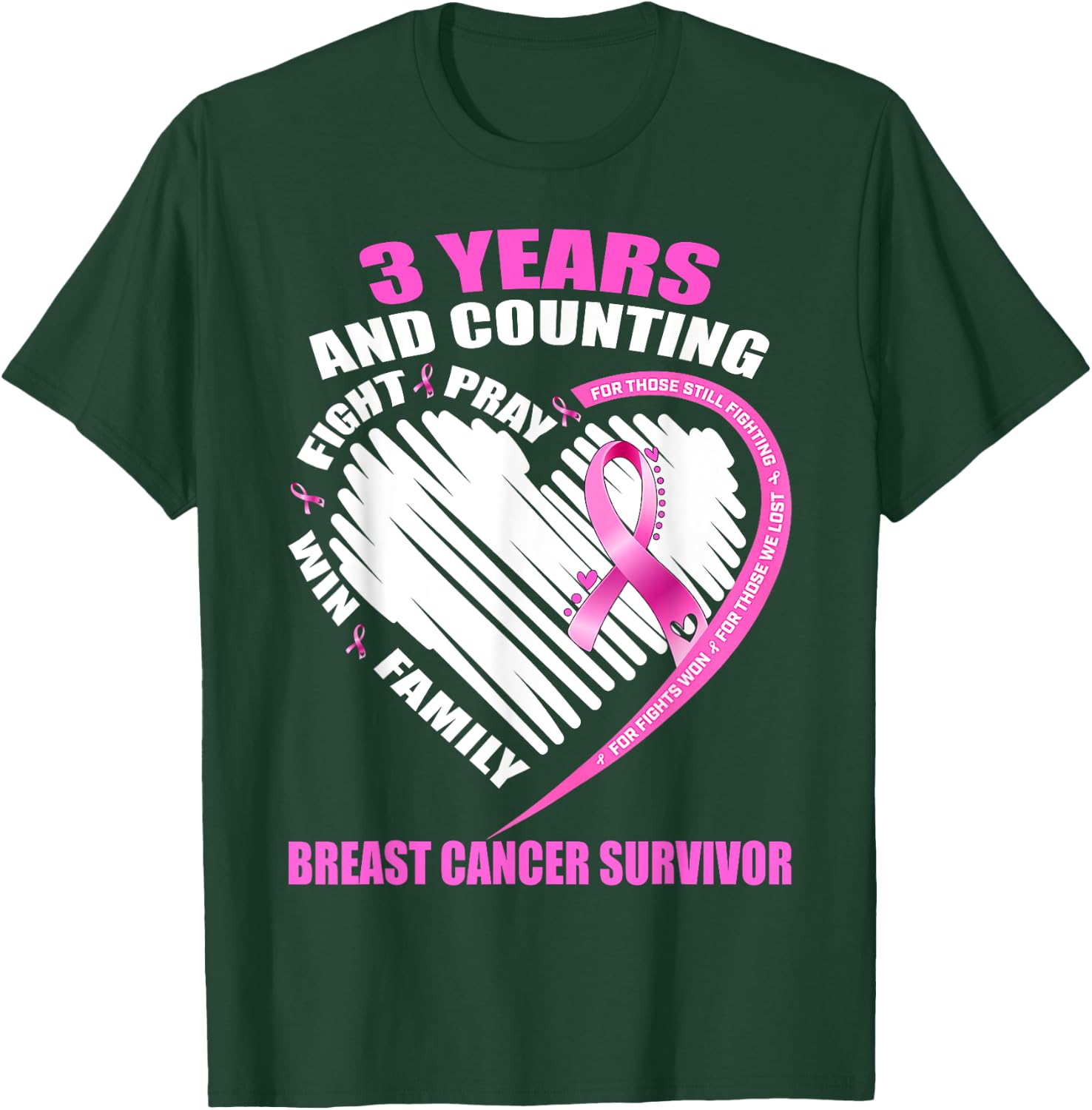 3 Years Cancer Free Gifts 3 Year Breast Cancer Survivor T-Shirt - T-Shirt | Forest