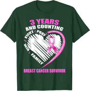 3 Years Cancer Free Gifts 3 Year Breast Cancer Survivor T-Shirt - T-Shirt | Forest