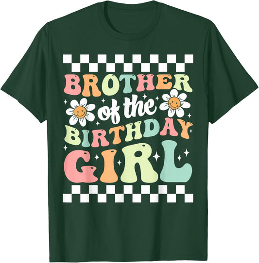 Brother of The Birthday Girl Family Groovy Birthday Party T-Shirt - T-Shirt | Forest