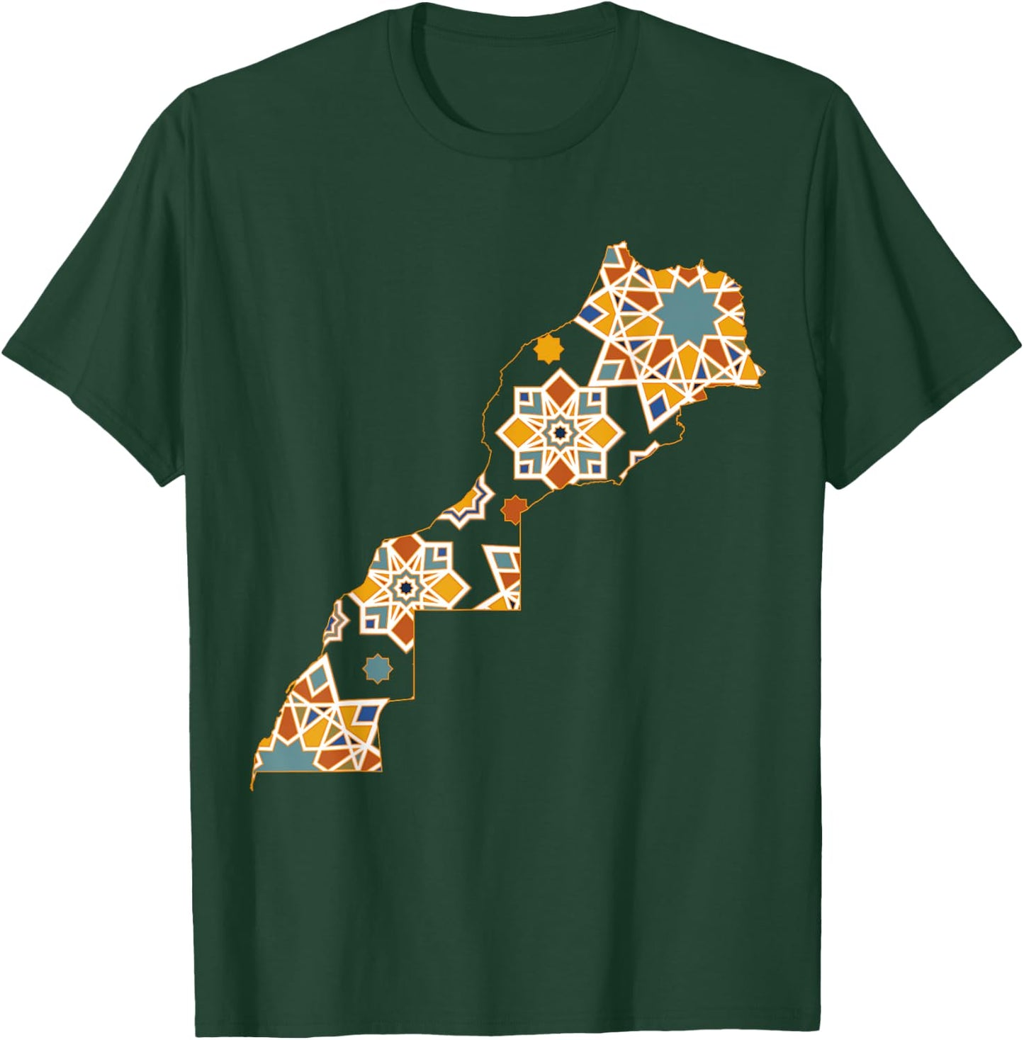 Map Morocco Morocco Jersey Morocco Zellige Moroccan T-Shirt - T-Shirt | Forest