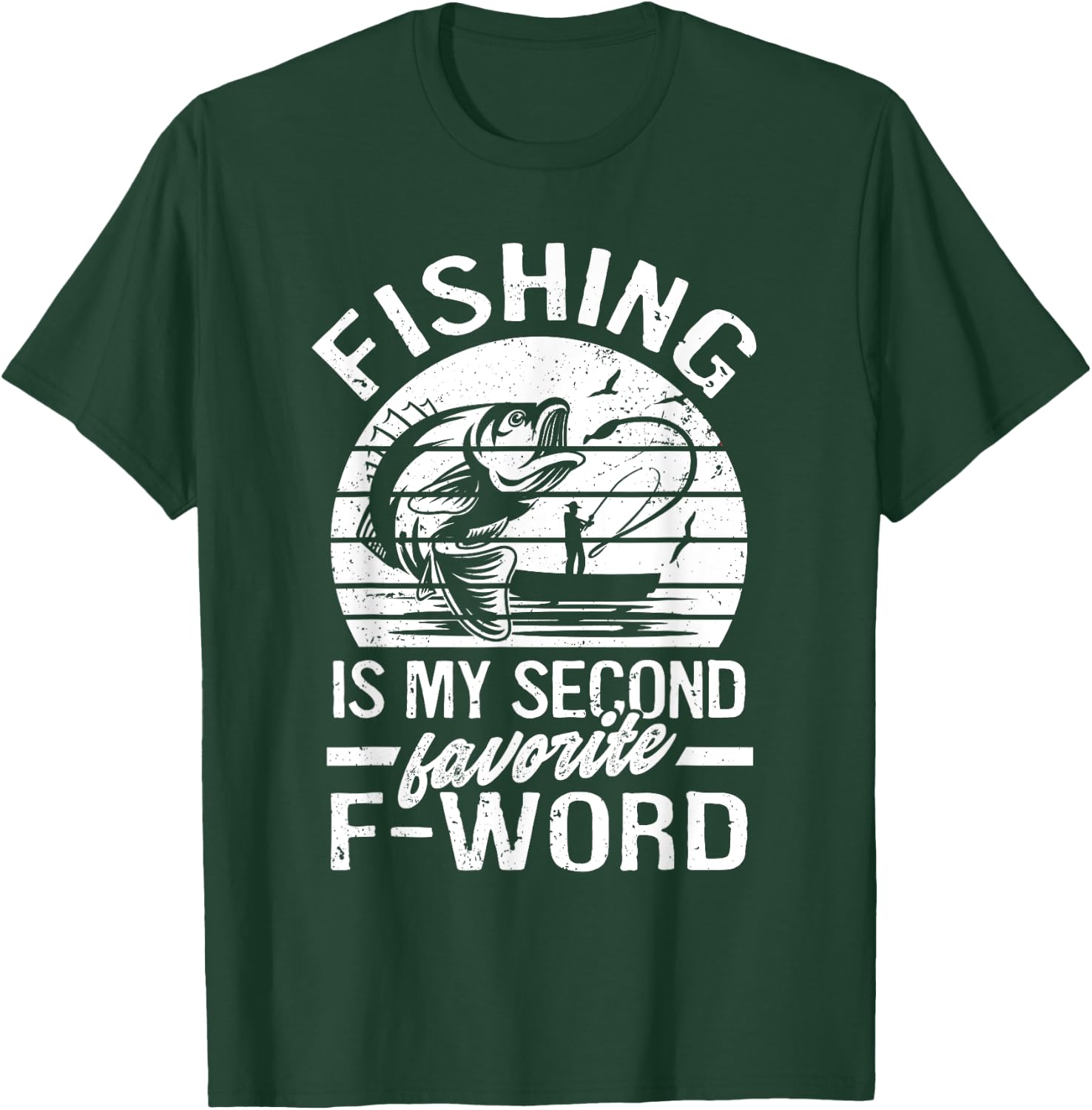 Funny Fishing Is My Second Favorite F-Word Retro Vintage T-Shirt - T-Shirt | Forest