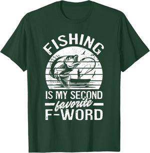 Funny Fishing Is My Second Favorite F-Word Retro Vintage T-Shirt - T-Shirt | Forest