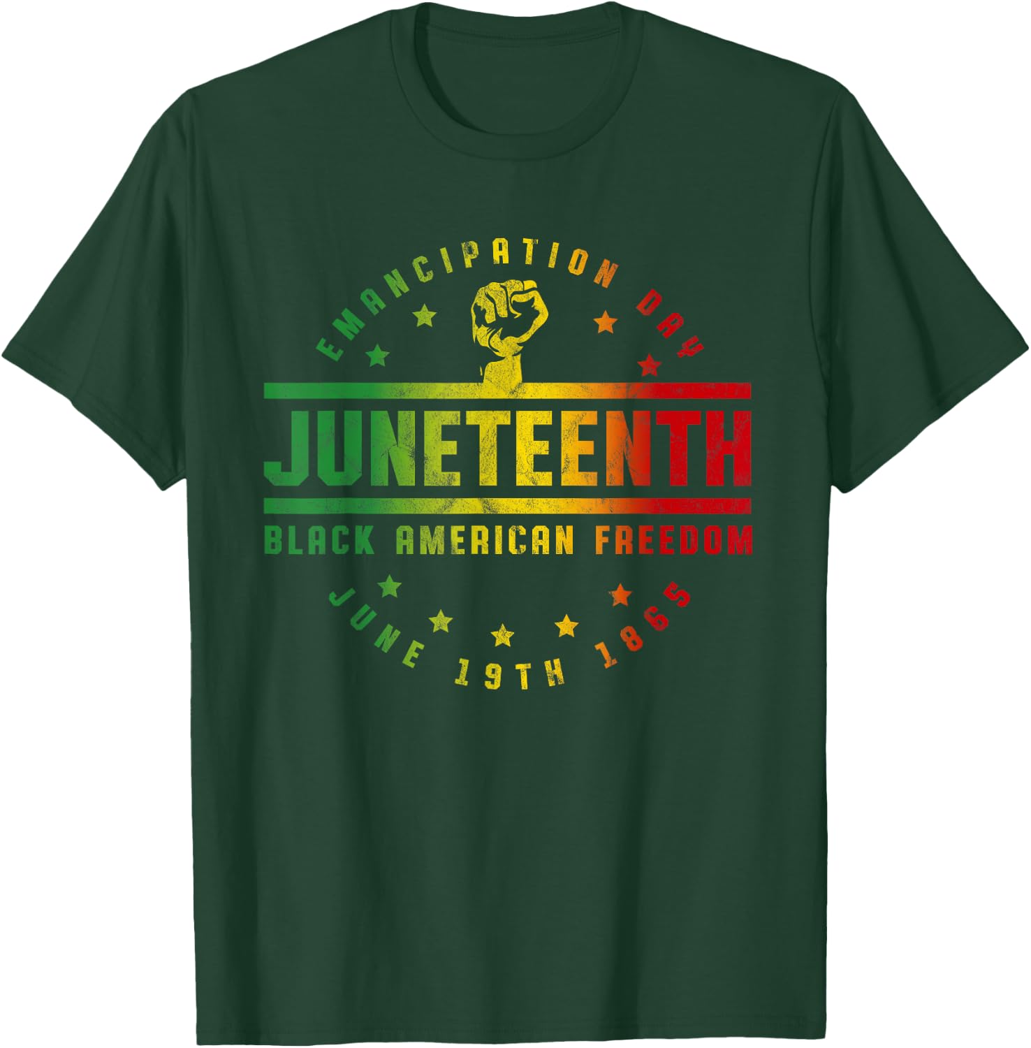 Juneteenth Emancipation Black American Freedom Black T-Shirt - T-Shirt | Forest