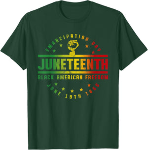 Juneteenth Emancipation Black American Freedom Black T-Shirt - T-Shirt | Forest