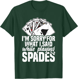 Spades Game Lover Clothing & Spades Set -Adults, -Kids Black Small Modern Sporty Short Sleeve Spades Card Game T-Shirt - T-Shirt | Forest