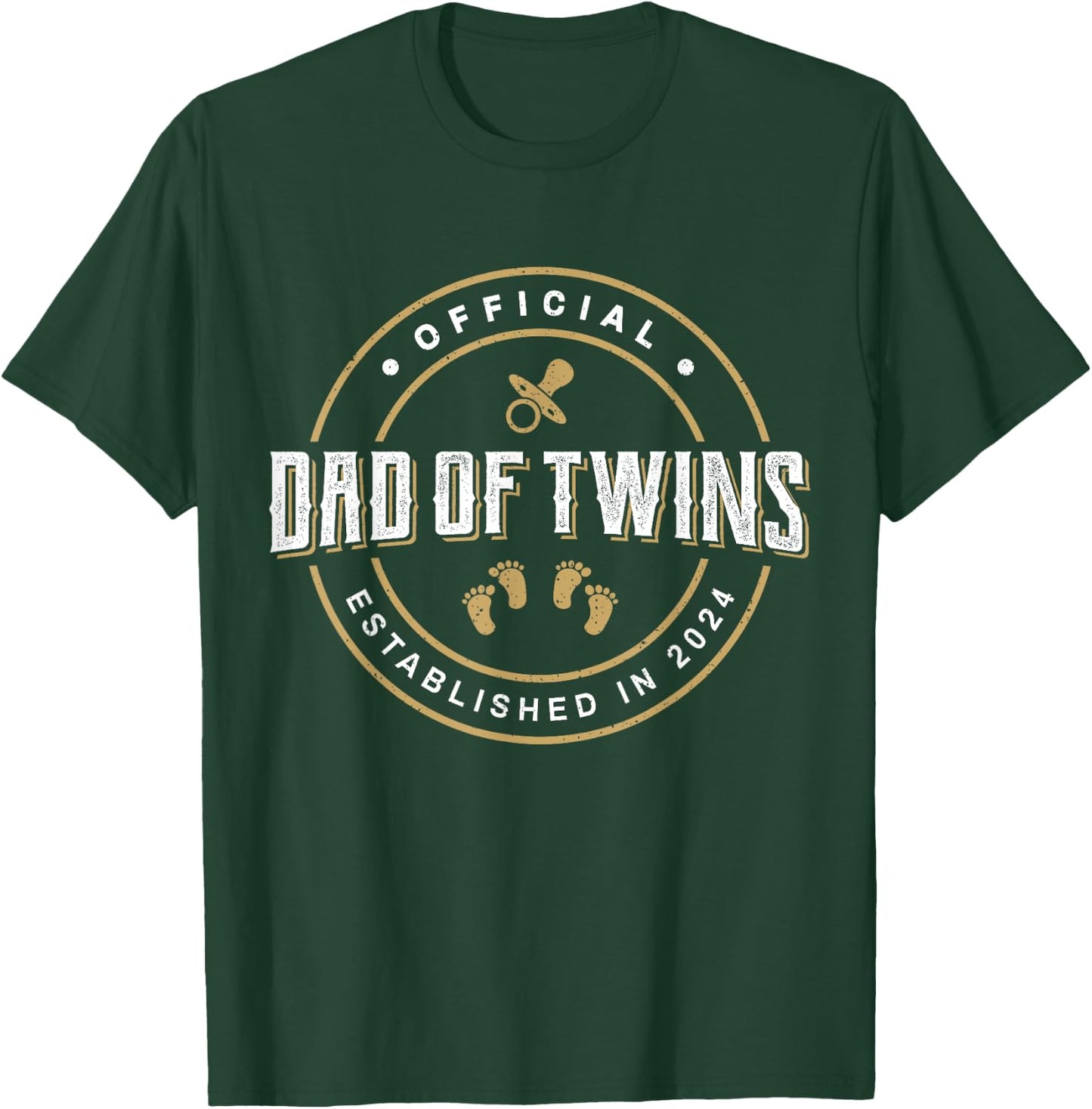 Dad of Twins 2024 New Dad To Be Expecting Daddy of Twins T-Shirt - T-Shirt | Forest