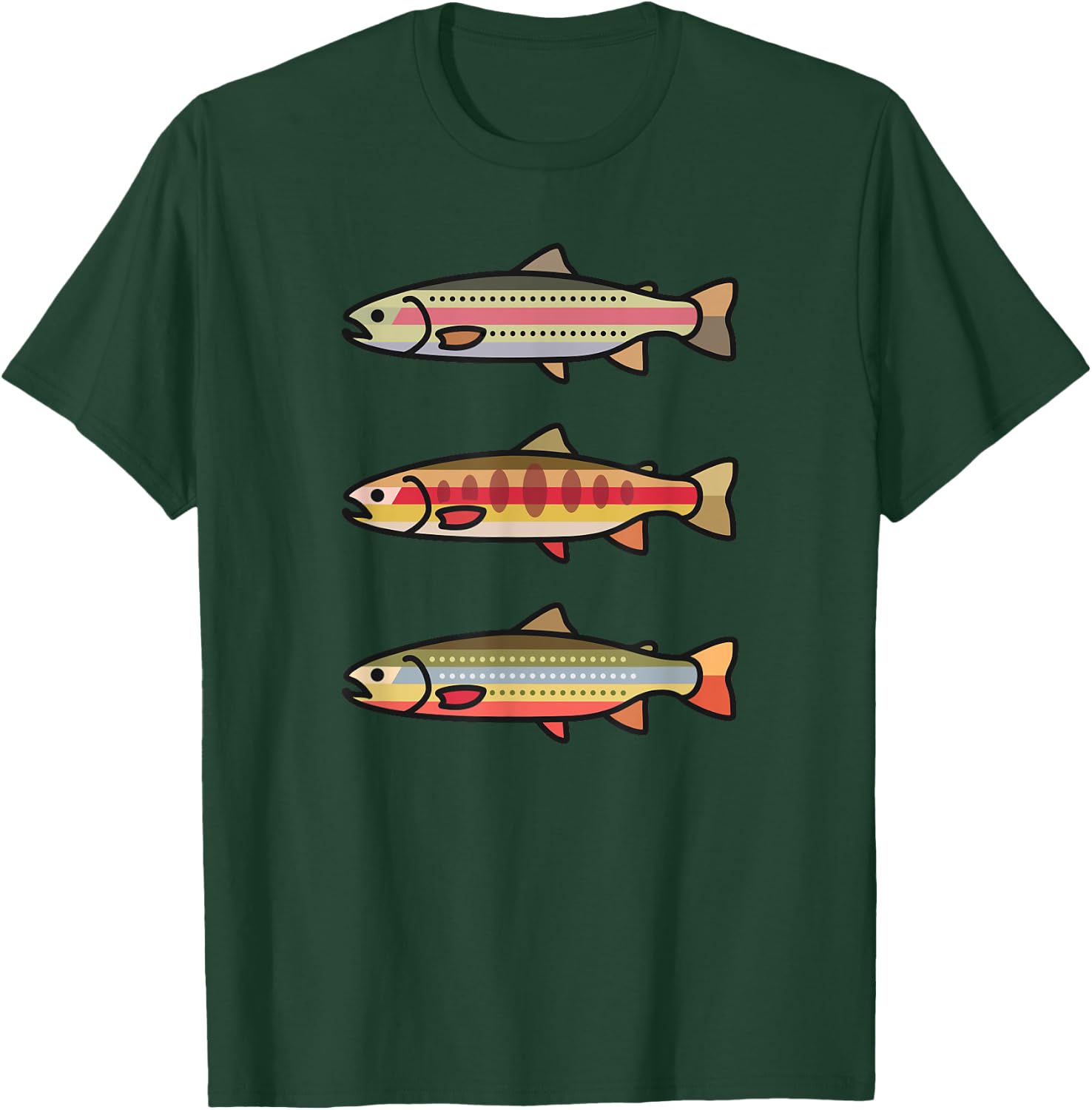 Rainbow Golden Brook Trout Fishing Gift Anglers T-Shirt - T-Shirt | Forest