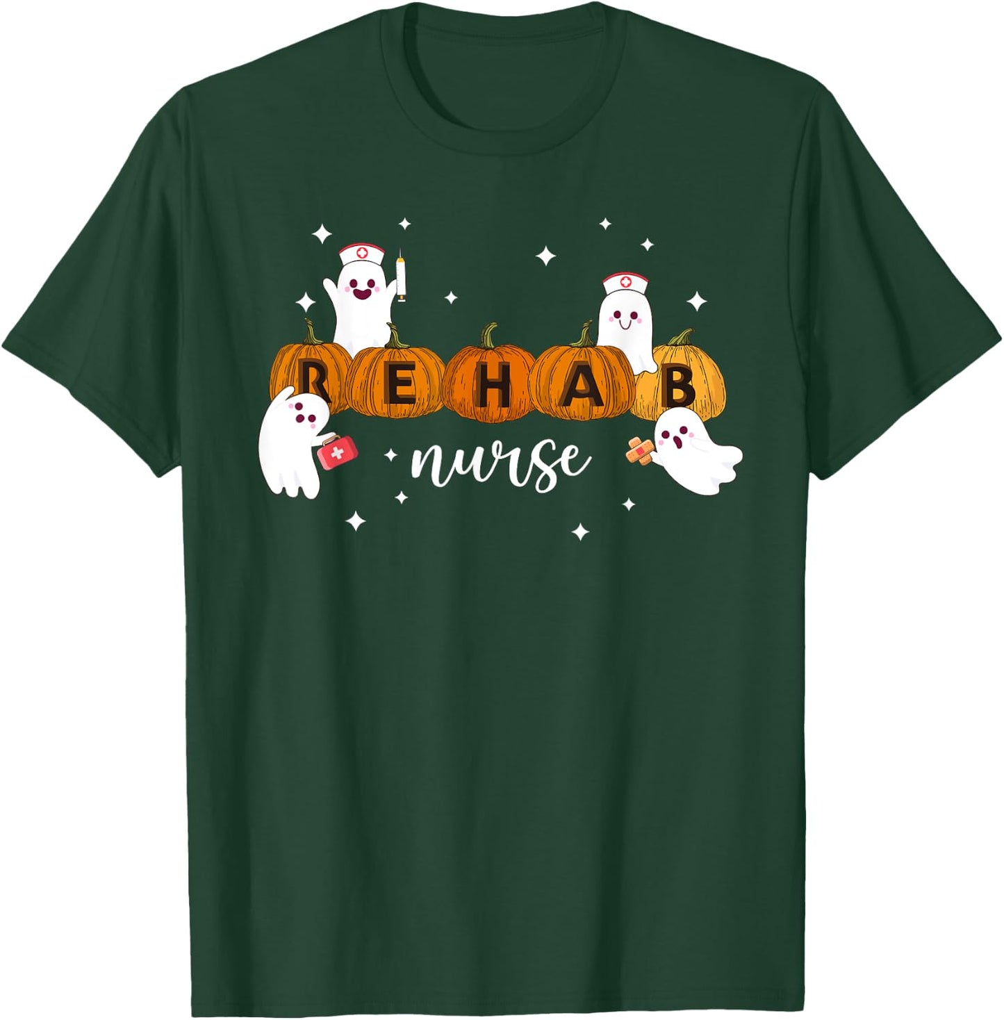 Rehab Nurse Pumpkin Halloween Nursing Health Care Worker T-Shirt - T-Shirt | Forest
