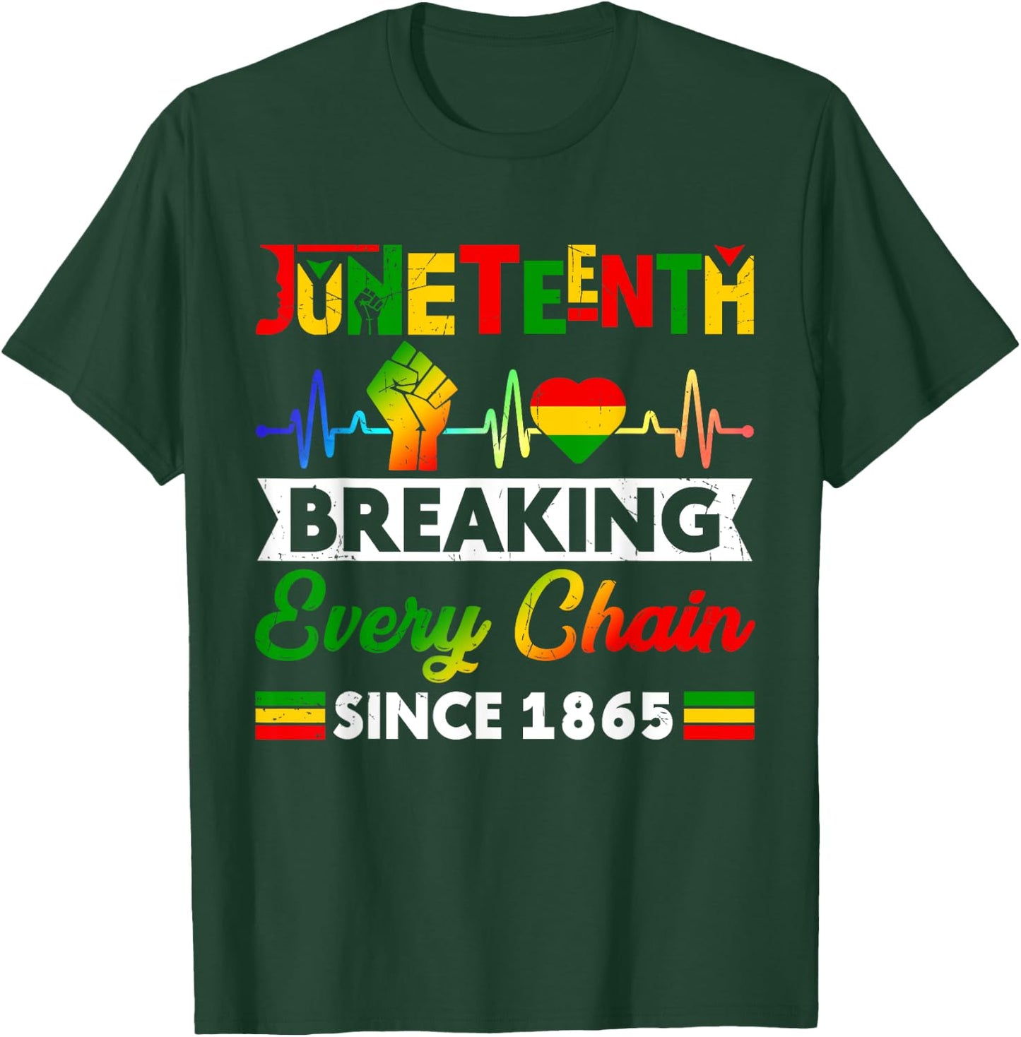 Breaking Every Chain Since 1865 Juneteenth Black History T-Shirt - T-Shirt | Forest