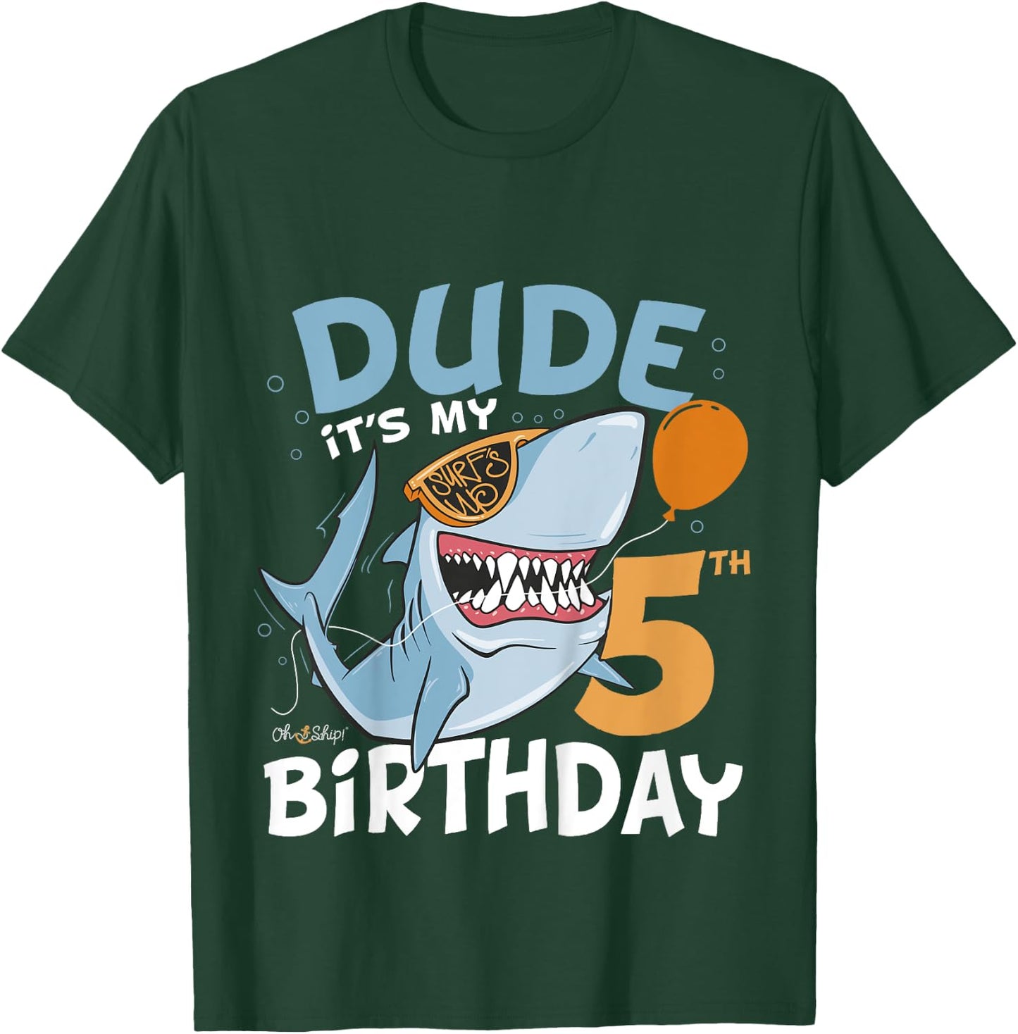 Kids Dude it's my 5th Birthday - 5th Shark Birthday Boy T-Shirt - T-Shirt | Forest