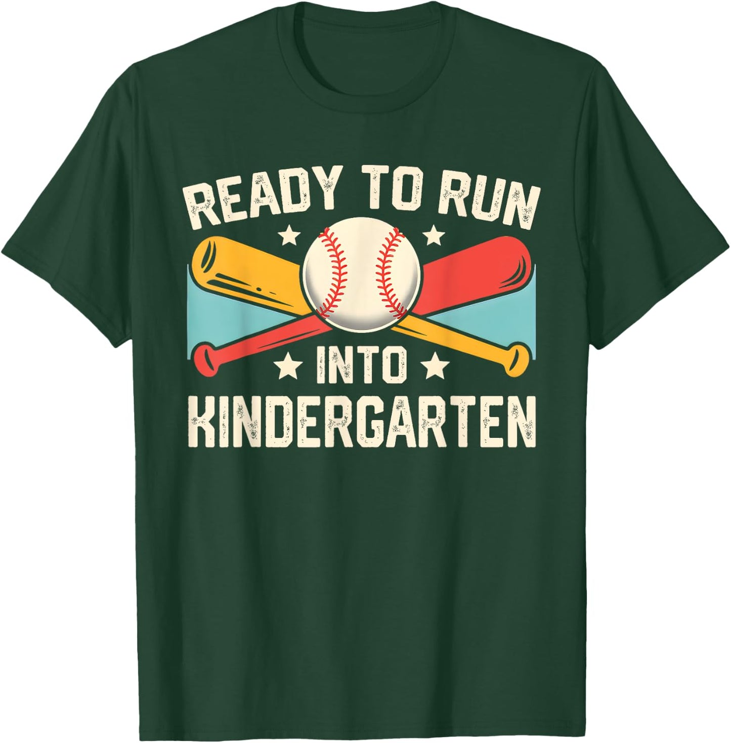 Ready To Run Into Kindergarten Baseball First Day Of School T-Shirt - T-Shirt | Forest