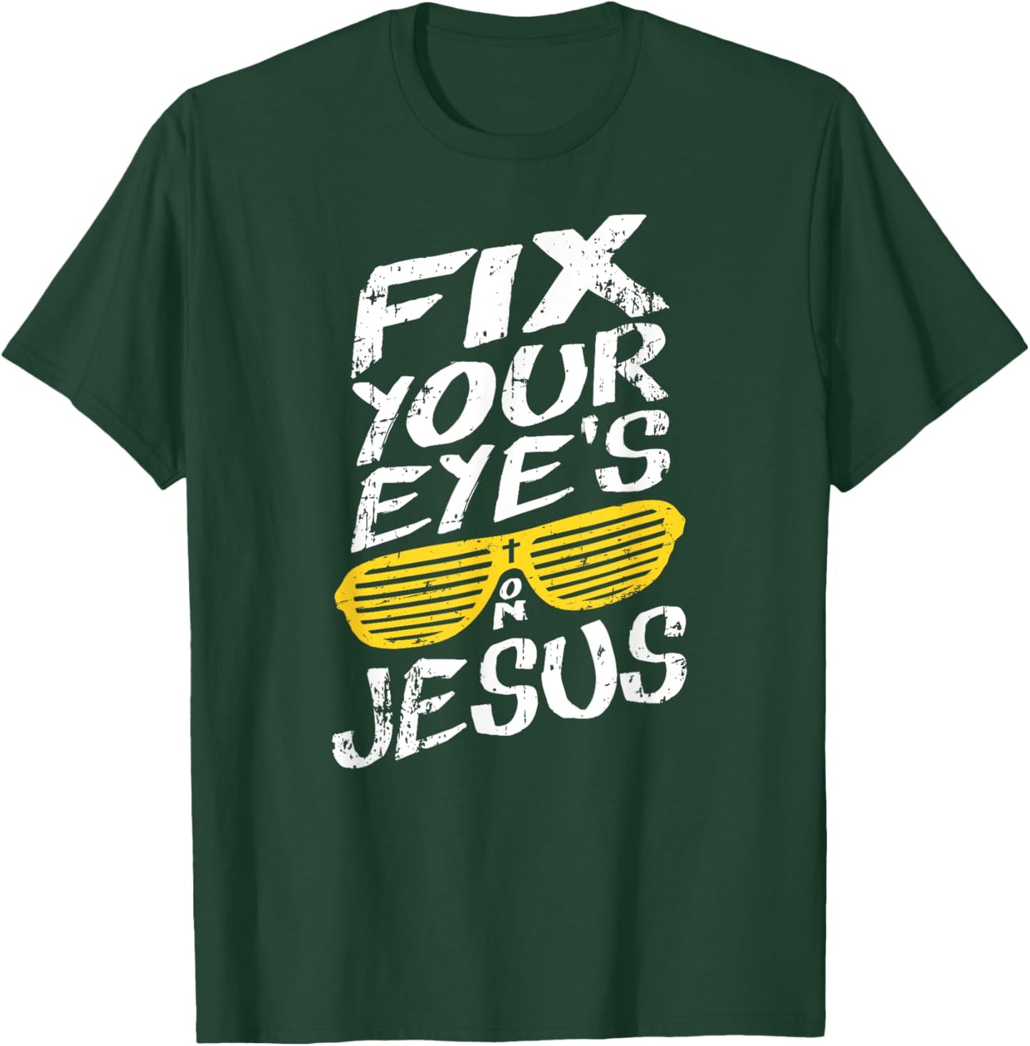 Fix Your Eyes On Jesus - Retro Christian T-Shirt - T-Shirt | Forest