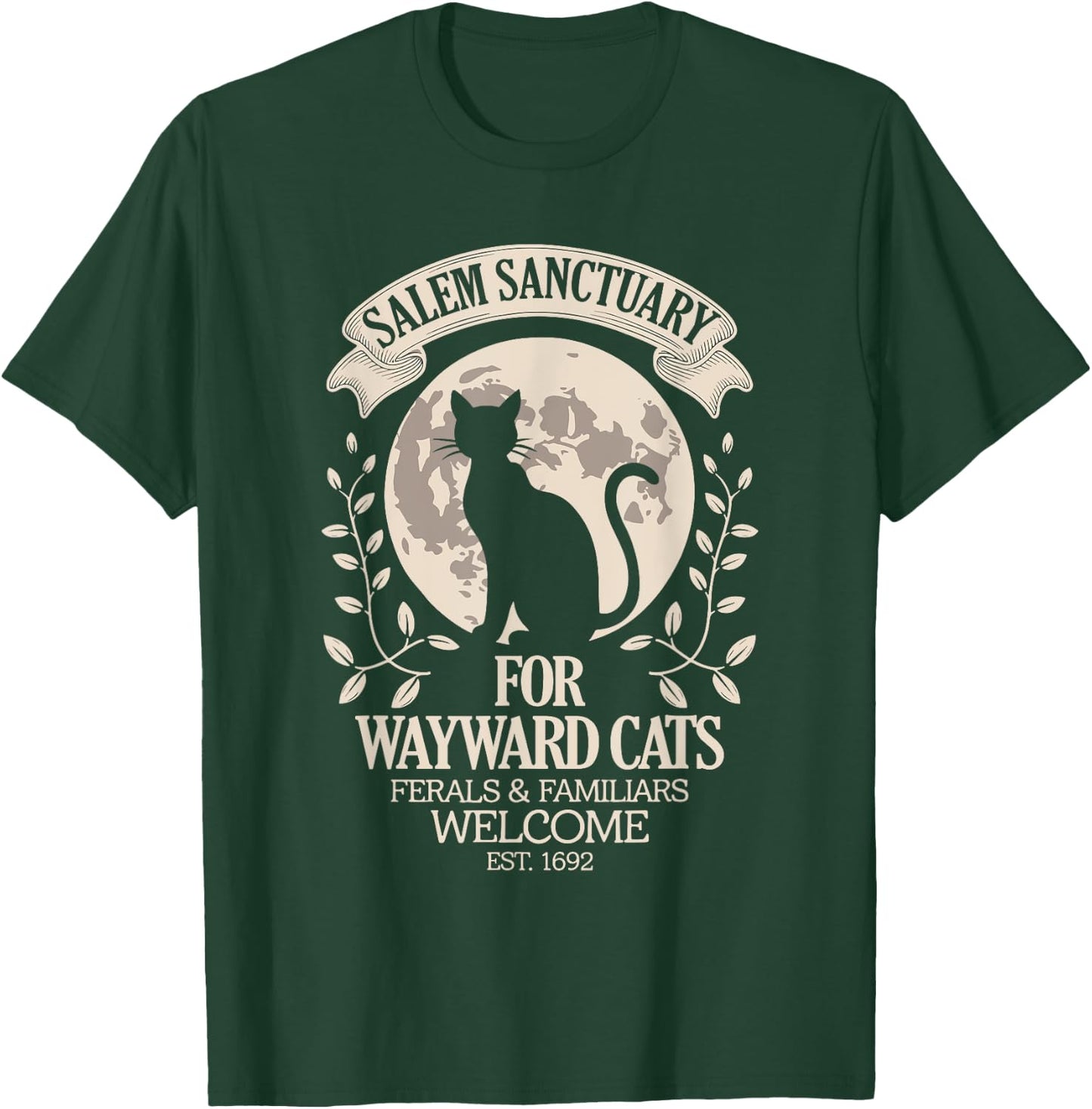 Salem Sanctuary For Wayward Cats Black Cat Halloween Men Women Kids T-Shirt - T-Shirt | Forest