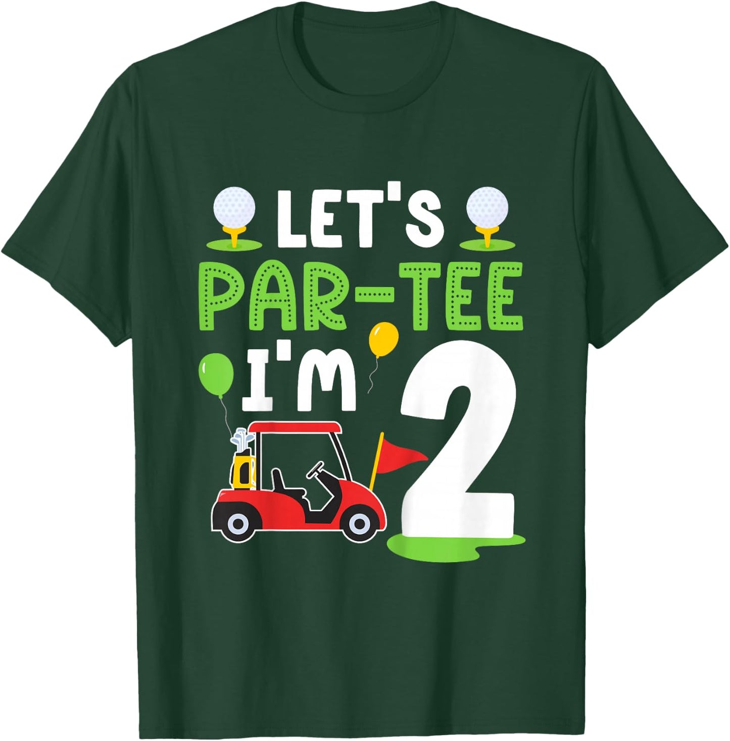 Kids 2nd Golf Birthday Party Two Year Old Golf Player Birthday T-Shirt - T-Shirt | Forest