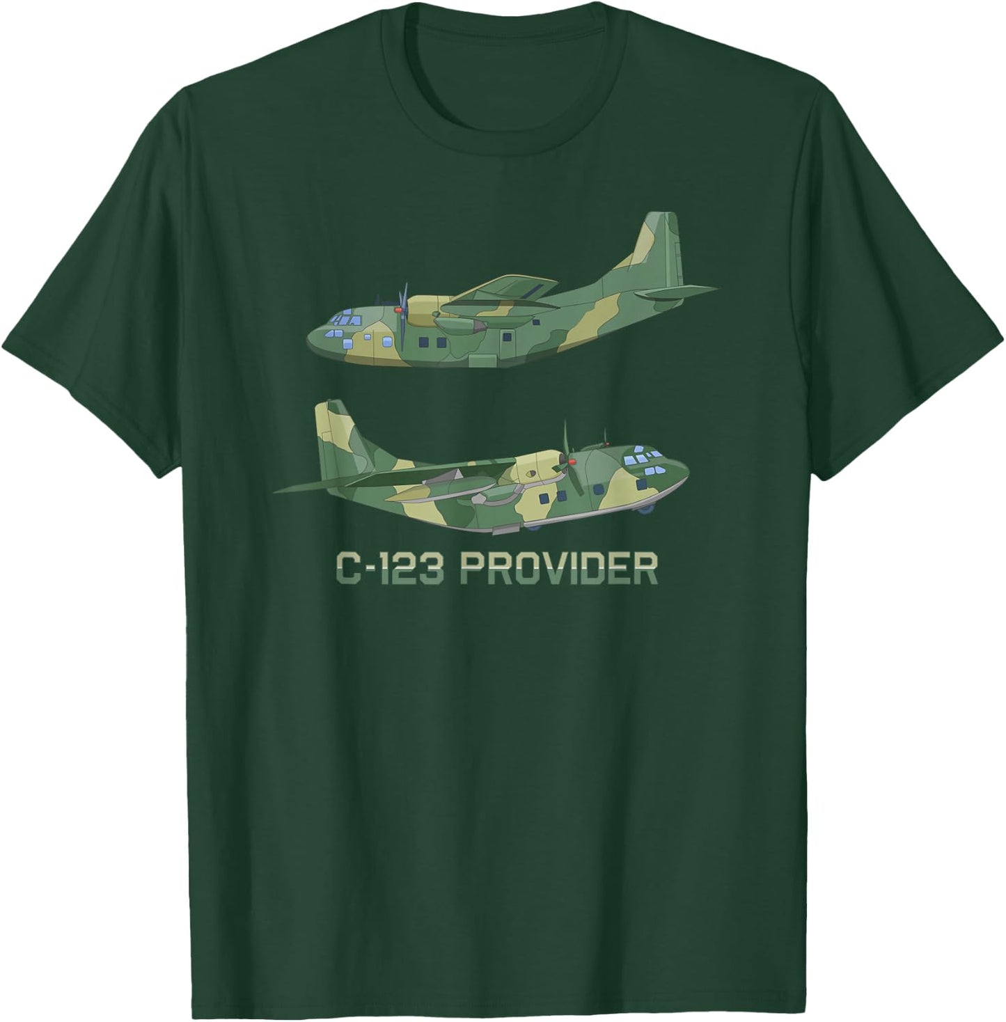 C-123 Provider US Transport Plane Chart T-Shirt - T-Shirt | Forest