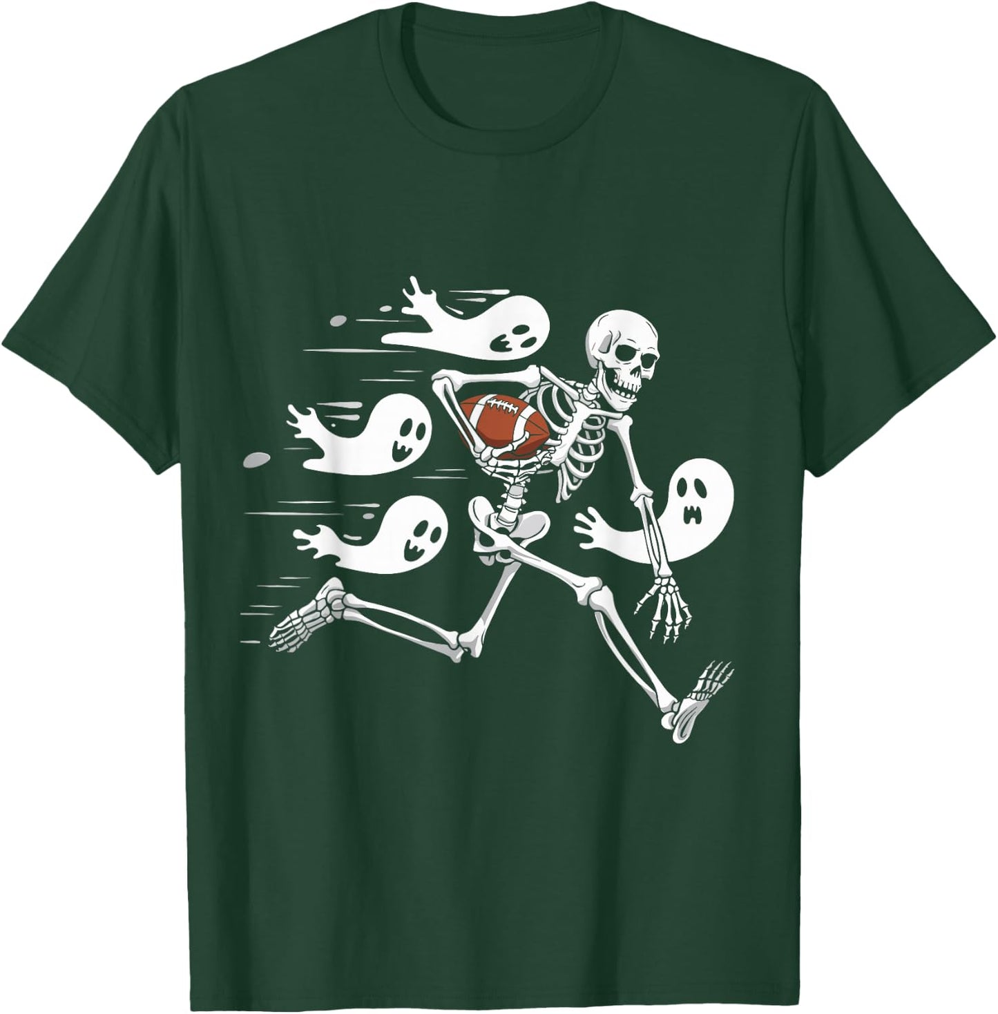 Funny Skeleton Playing Football Lovers Spooky Halloween T-Shirt - T-Shirt | Forest