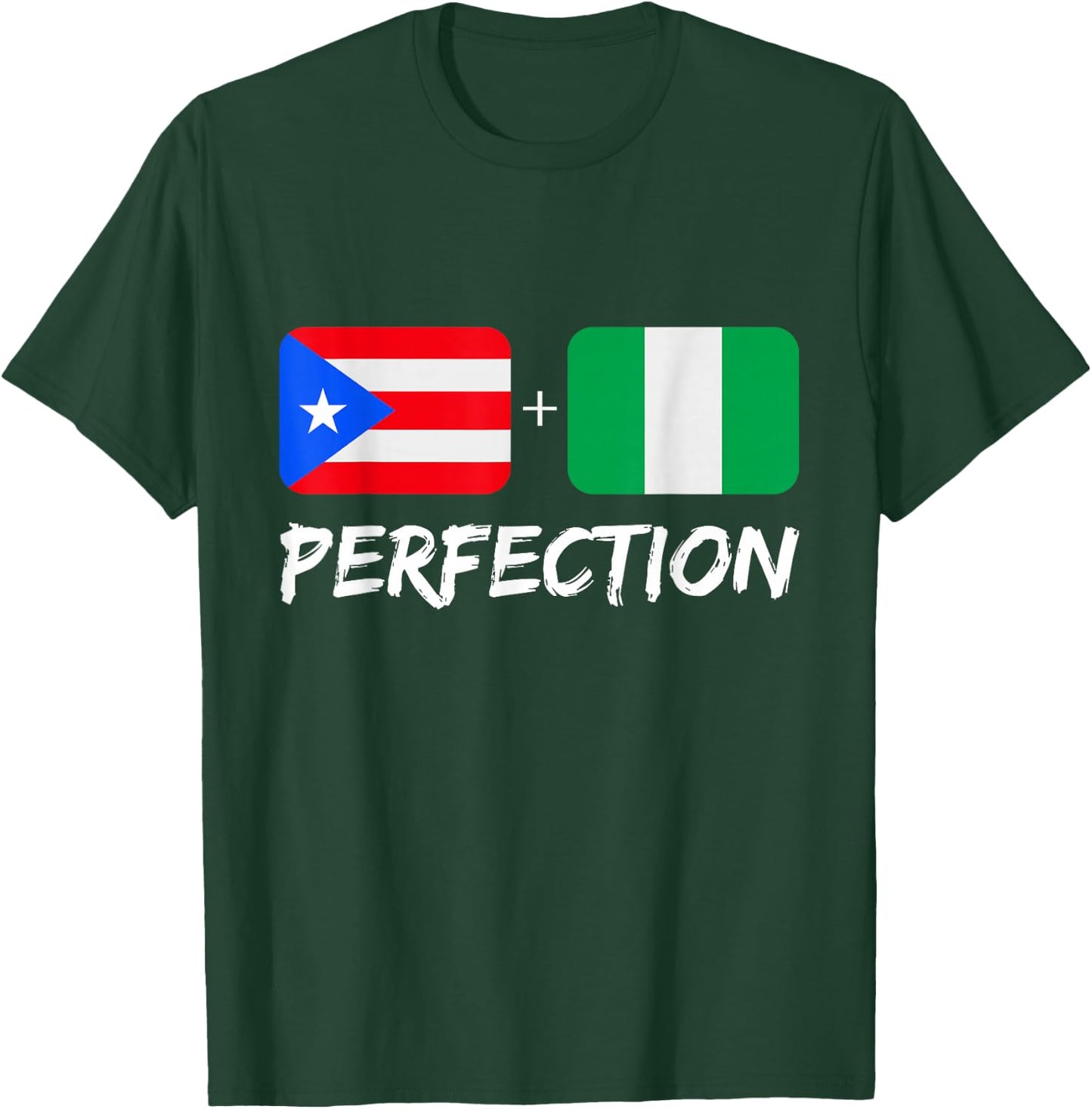 Puerto Rican Plus Nigerian Perfection Mix Heritage Flag T-Shirt - T-Shirt | Forest