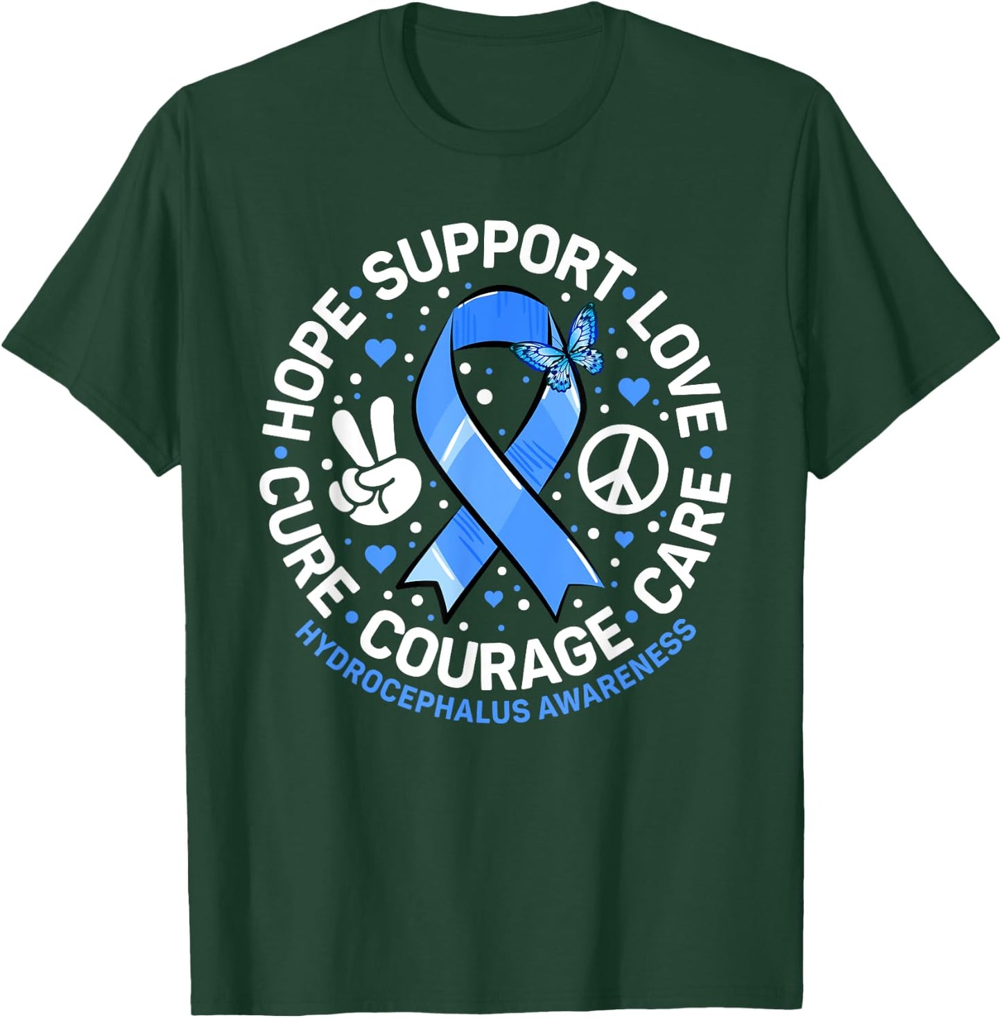 Hydrocephalus Support Blue Ribbon Hydrocephalus Awareness T-Shirt - T-Shirt | Forest