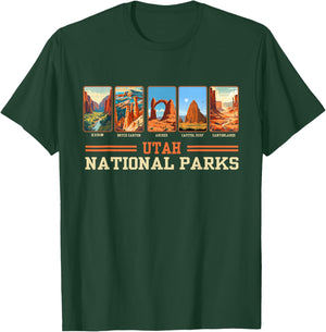 Vintage Utah Mighty Five National Parks Hiking Camping T-Shirt - T-Shirt | Forest