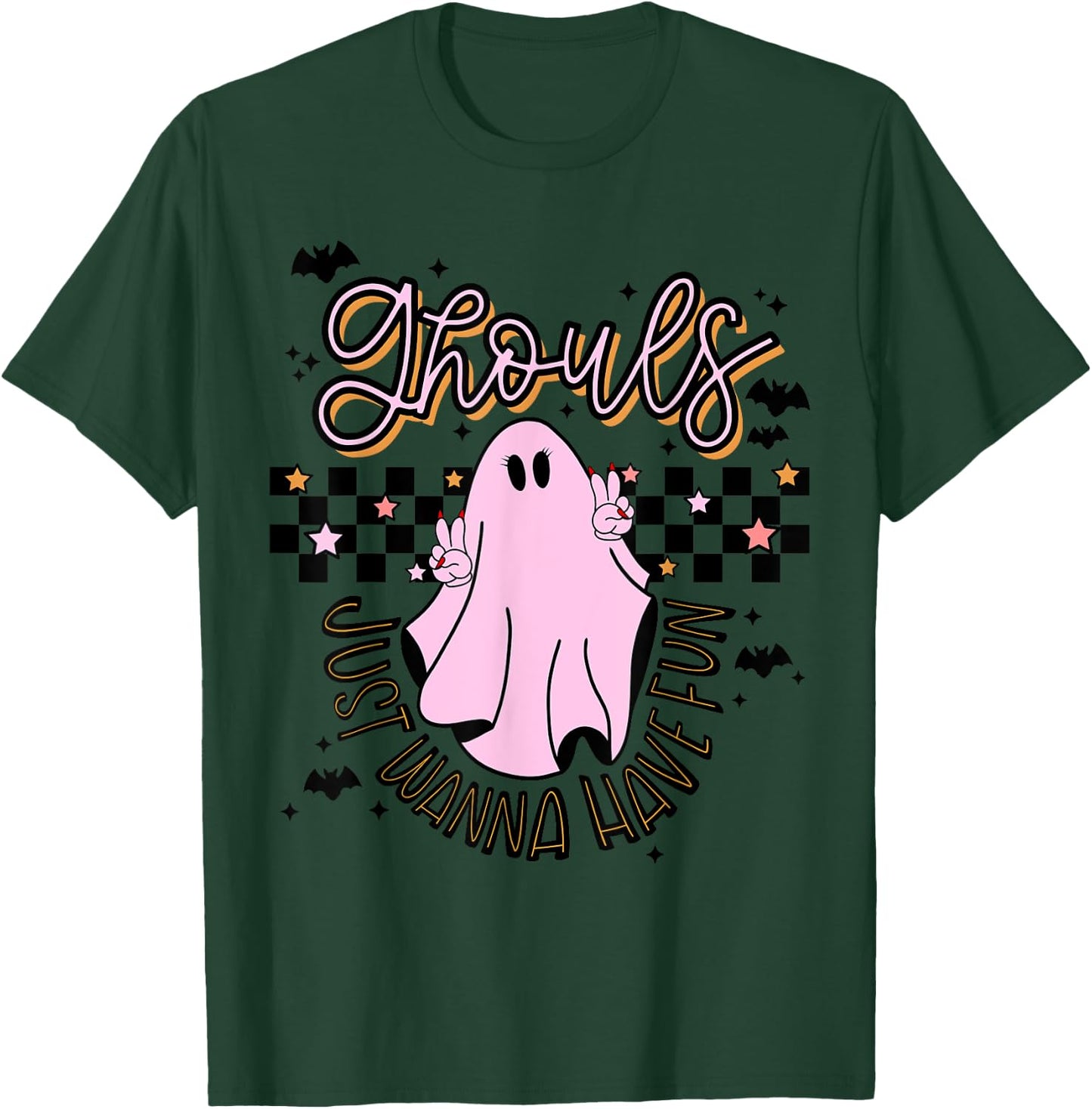 Ghouls just want to have fun, pink, peace sign, halloween T-Shirt - T-Shirt | Forest