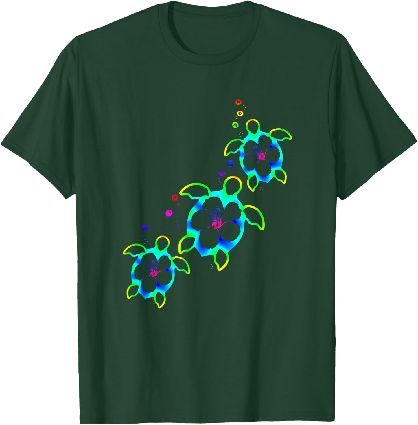 Tropical Colors Hawaiian Honu Sea Turtles T-Shirt - T-Shirt | Forest