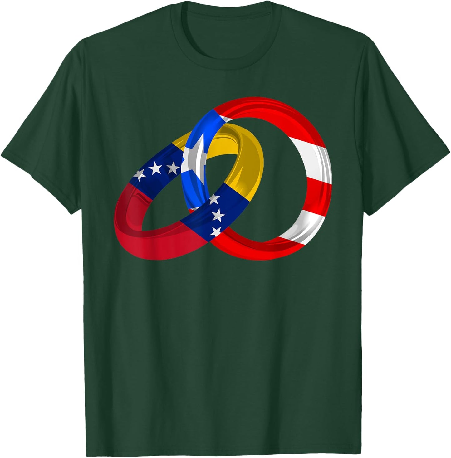 Puerto Rico Venezuela Flag Rings Hispanic Heritage Month T-Shirt - T-Shirt | Forest