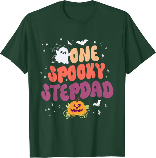 Groovy One Spooky Step Dad Halloween Pumpkin Trick Or Treat T-Shirt - T-Shirt | Forest
