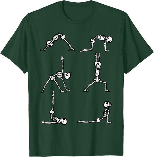 Halloween Yoga Poses Skeleton Asana Yogi Costume Women Men T-Shirt - T-Shirt | Forest