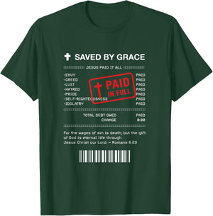 Christian Shirt - Jesus Paid It All Receipt Romans 6:23 T-Shirt - T-Shirt | Forest