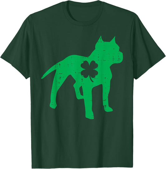 St Patricks Day Pitbull Dog Saint Paddys Irish Men Women Kid T-Shirt - T-Shirt | Forest