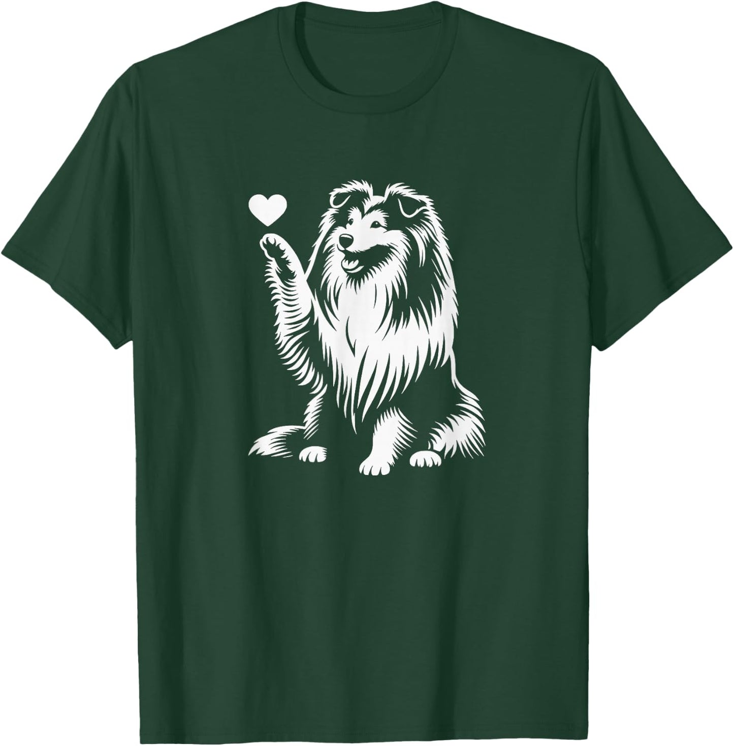 Shetland Sheepdog Sitting Dog Heart Sheltie Graphic Design T-Shirt - T-Shirt | Forest