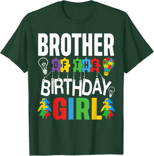 Brother Of The Birthday Girl Autism T-Shirt - T-Shirt | Forest