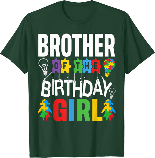 Brother Of The Birthday Girl Autism T-Shirt - T-Shirt | Forest