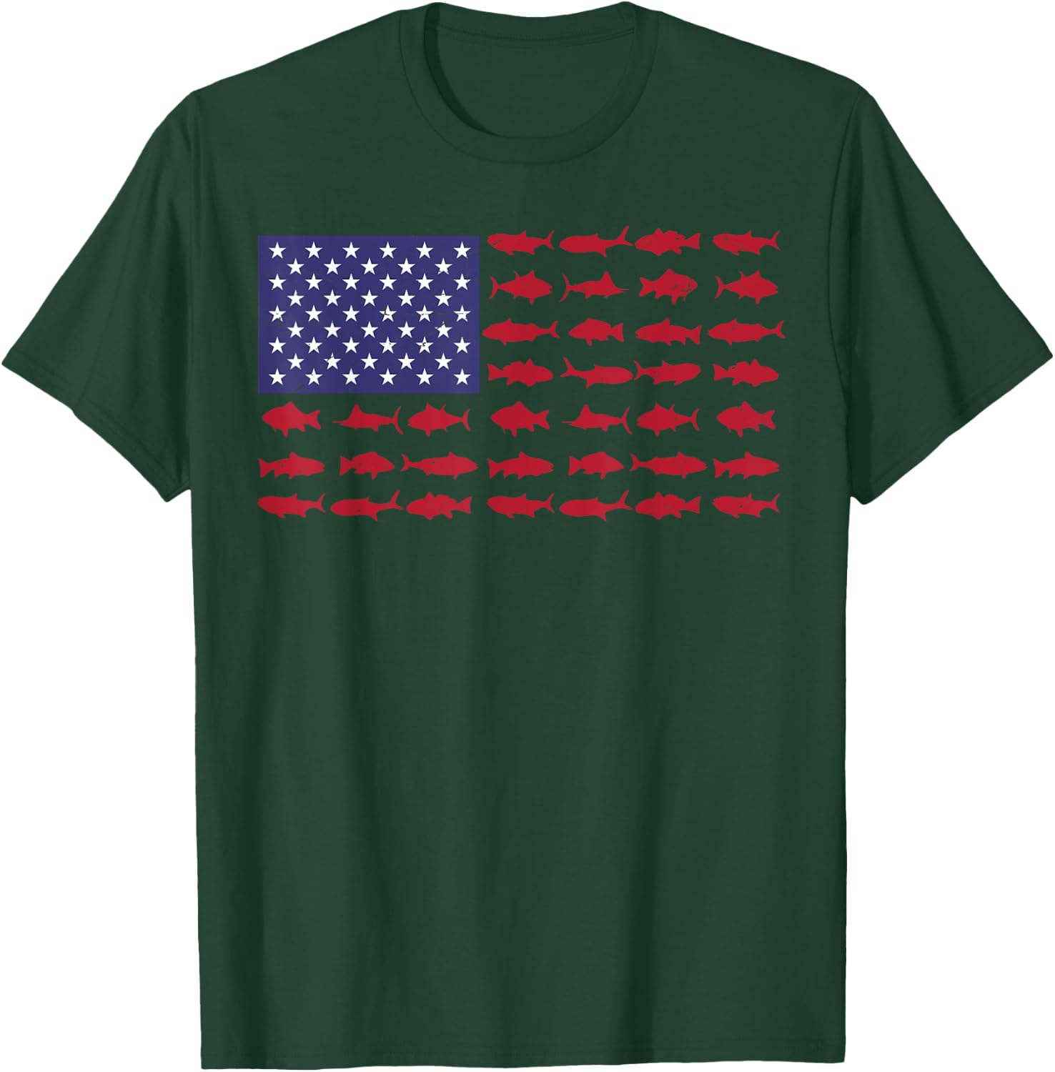 American Flag Fishing-Shirt 4th July Patriotic Kids Boys Men T-Shirt - T-Shirt | Forest