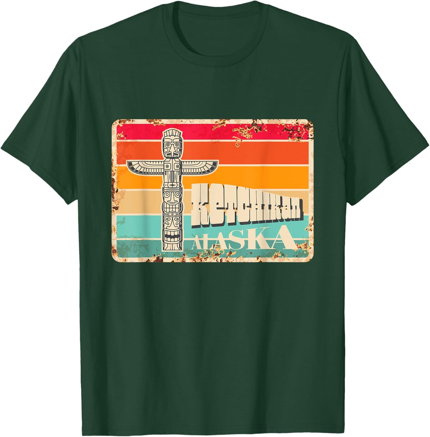 Vintage Rusty Signboard Ketchikan Indian Totem Alaska T-Shirt - T-Shirt | Forest