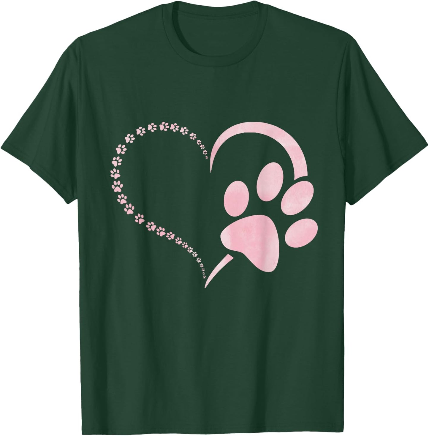 Light Pink Watercolor Dog paw Print Heart Paws Dog Lovers T-Shirt - T-Shirt | Forest