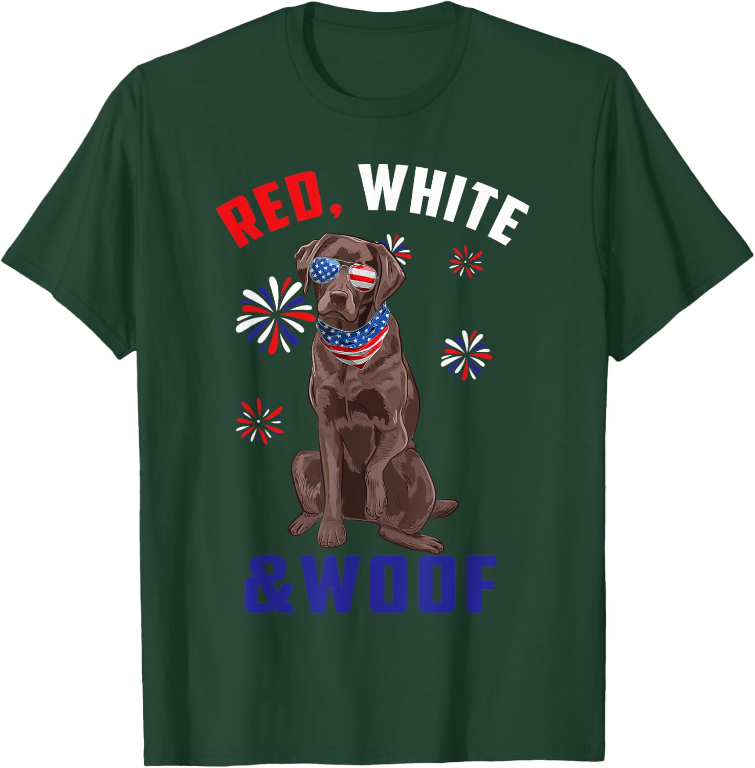 Red White And Woof Chocolate Labrador Dog Lover 4th Of July Men T-Shirt - T-Shirt | Forest